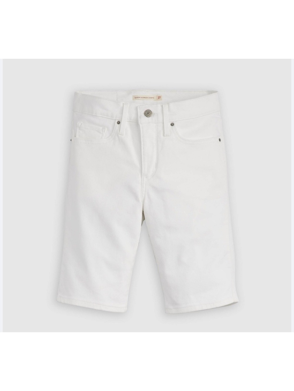 Levi’s Women’s Bermuda Shorts White Stretch Tummy Panel Rolled Cuff Sz 30 Iconic